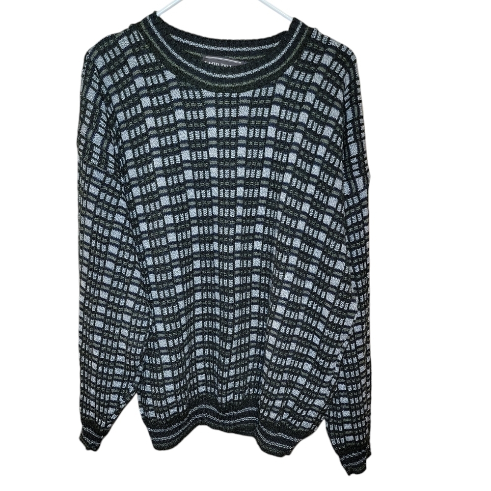 Vintage David Taylor size XL men's sweater Crewneck green & gray